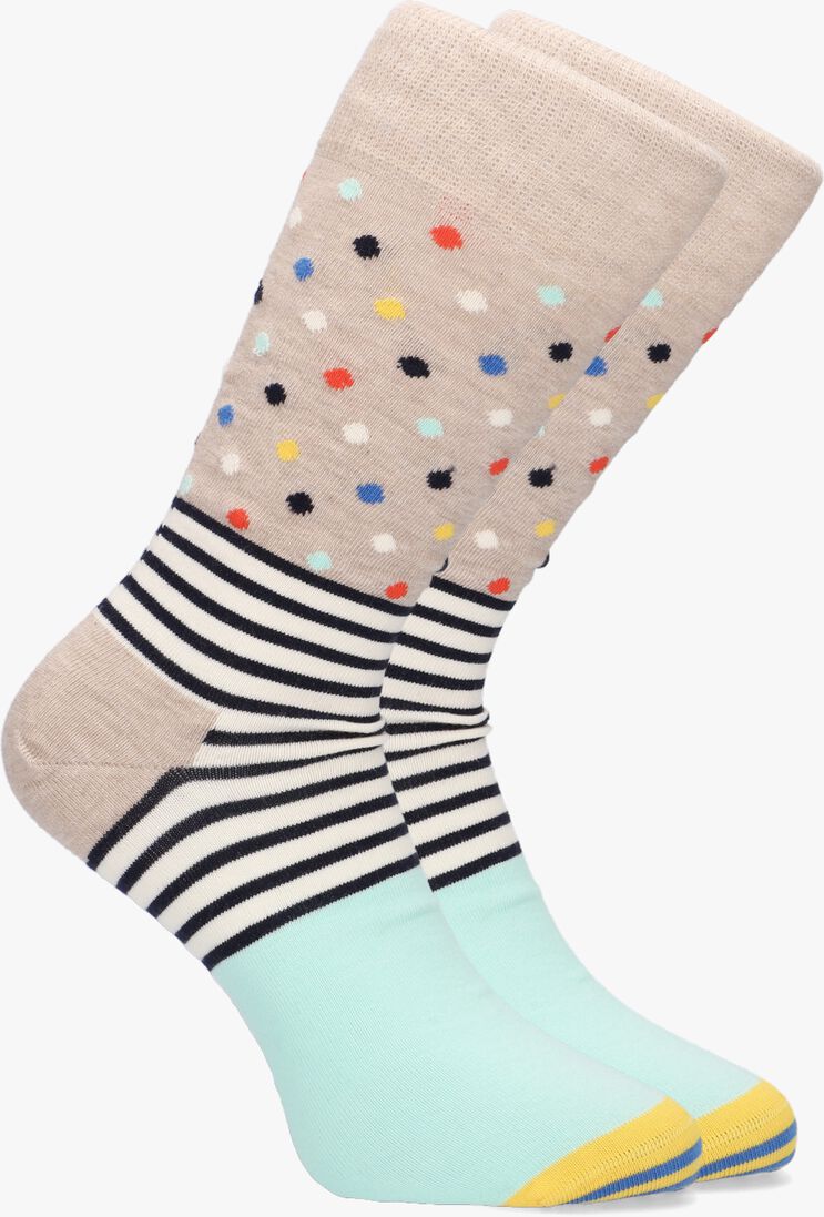 beige happy socks socken stripes and dots