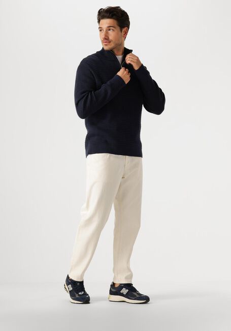 Blaue SELECTED MEN Pullover SLHTHEO LS KNIT STRUCTURE HALF ZIP - large