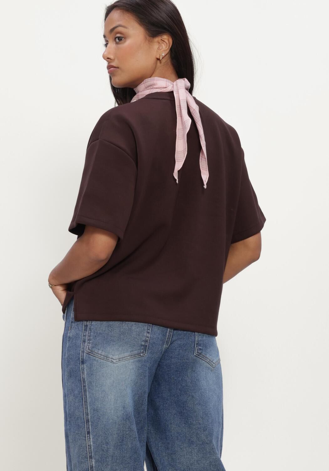 Braune OBJECT Top OBJANDREA RE 2/4 T-SHIRT NOOS - large