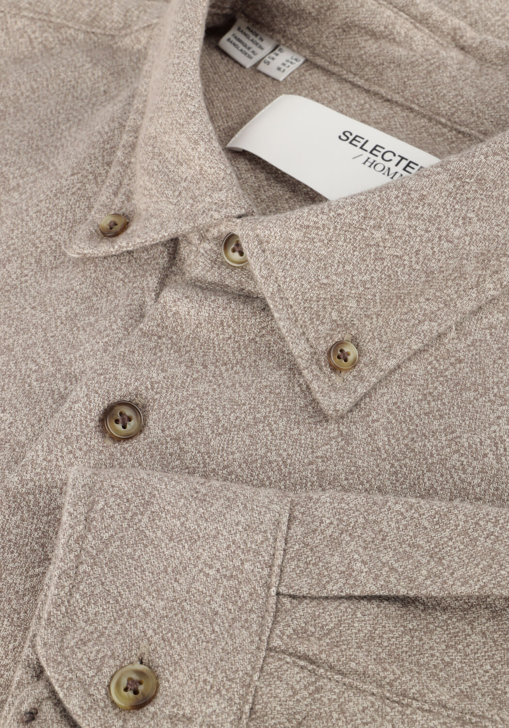 Beige SELECTED MEN Casual-Oberhemd SLHREGNOAG MIX BDWN LS SHIRT CAMP - large