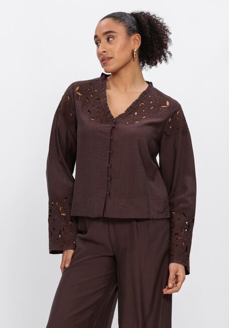 Braune OBJECT Blusen OBJLISA YUI L/S RE V-NECK TOP - large