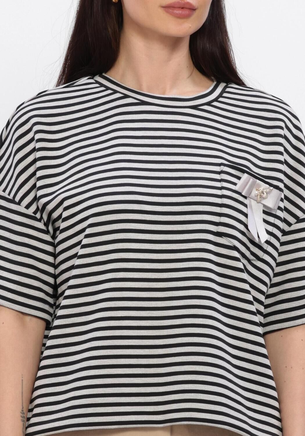 Schwarze SUMMUM T-shirt TOP STRIPED SCUBA - large