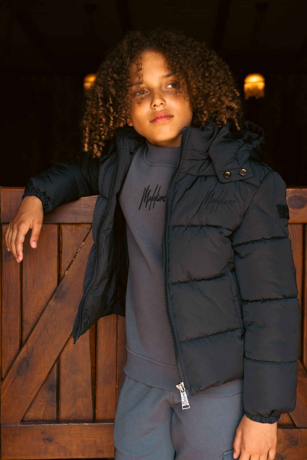 Schwarze MALELIONS Wattierte Jack DONN PUFFER - large