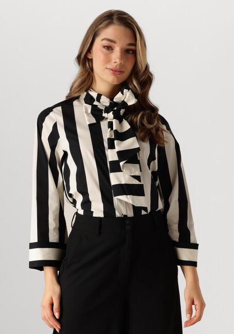 Schwarze SUMMUM Blusen BLOUSE BOW STRIPE PRINTED - large