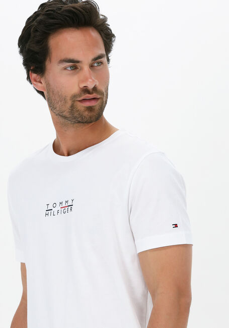 Weiße TOMMY HILFIGER T-shirt SQUARE LOGO TEE - large