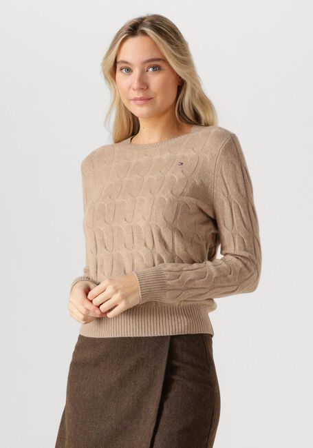 Beige TOMMY HILFIGER Pullover SOFT WOOL CABLE C-NK LS SWT - large