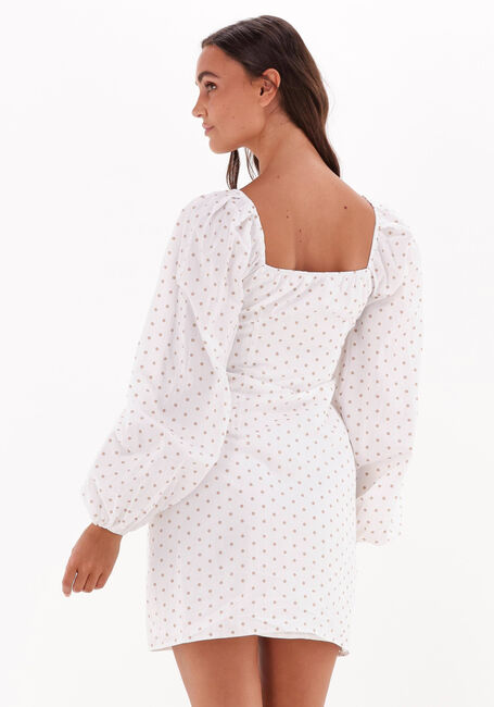 Weiße NA-KD Minikleid TIE FRONT BALLOON SLEEVE DRESS - large