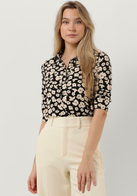 Schwarze VANILIA Blusen FLORAL POLO - large