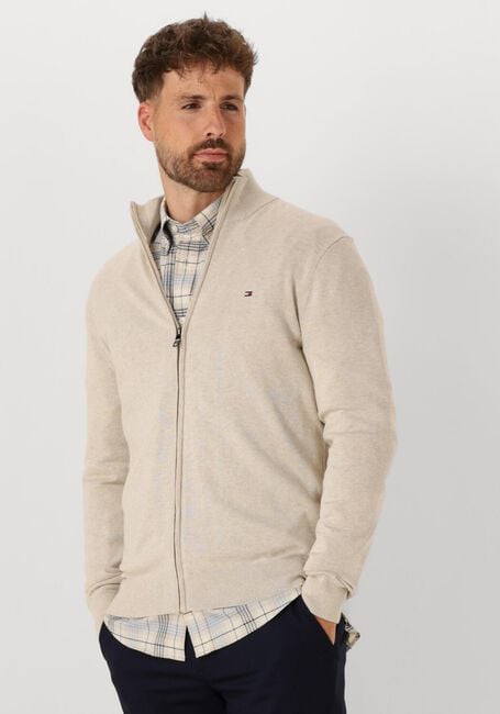 Beige TOMMY HILFIGER Pullover ESSENTIAL COTTON ZIP THRU - large