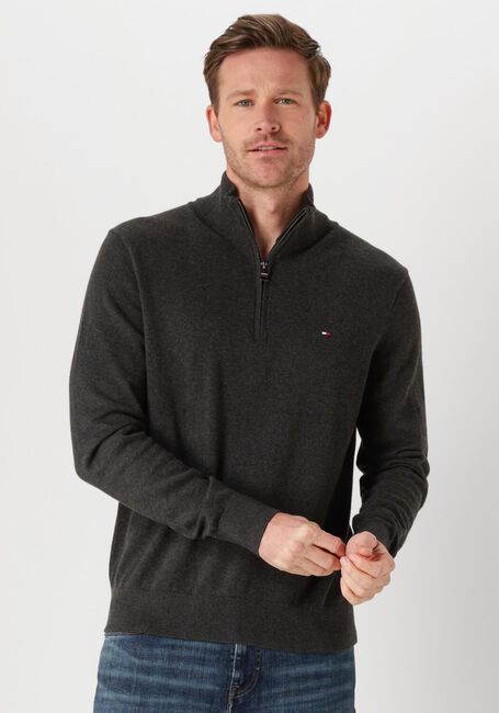 Dunkelgrau TOMMY HILFIGER Pullover PIMA ORG CTN CASHMERE ZIP MOCK - large