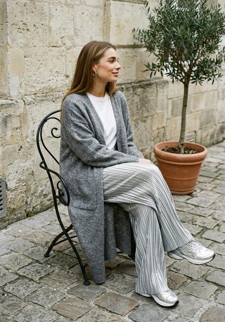 Silberne Y.A.S. Weite Hose YASSTORMA HW PANTS - large