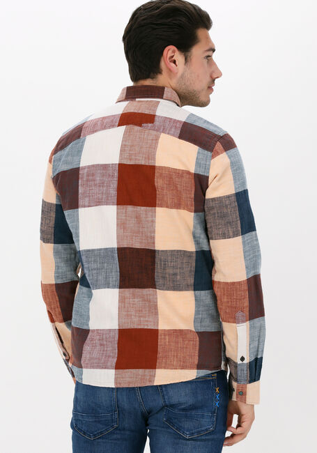 Braune CAST IRON Casual-Oberhemd LONG SLEEVE SHIRT BOLD CHECK SLUB COTTON - large