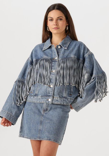Blaue Y.A.S. Jeansjacke YASAIKO LS DENIM FRINGE JACKET - large
