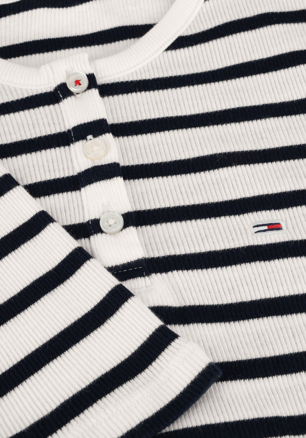 Blaue TOMMY JEANS Tops & T-shirts TJW SLIM BUTTON RIB C-NECK LS EXT - large