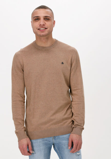 Camelfarbene SCOTCH & SODA Pullover CLASSIC CREWNECK PULLOVER - large