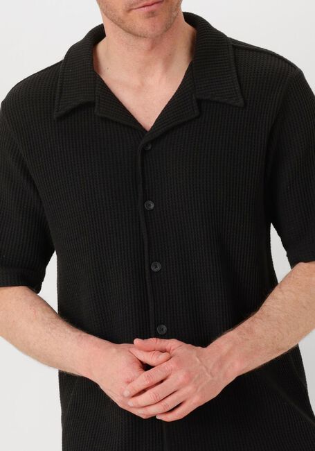 Schwarze SHIWI Casual-Oberhemd MEN DEAN WAFFLE STRUCTURE SHORTSLEEVE - large