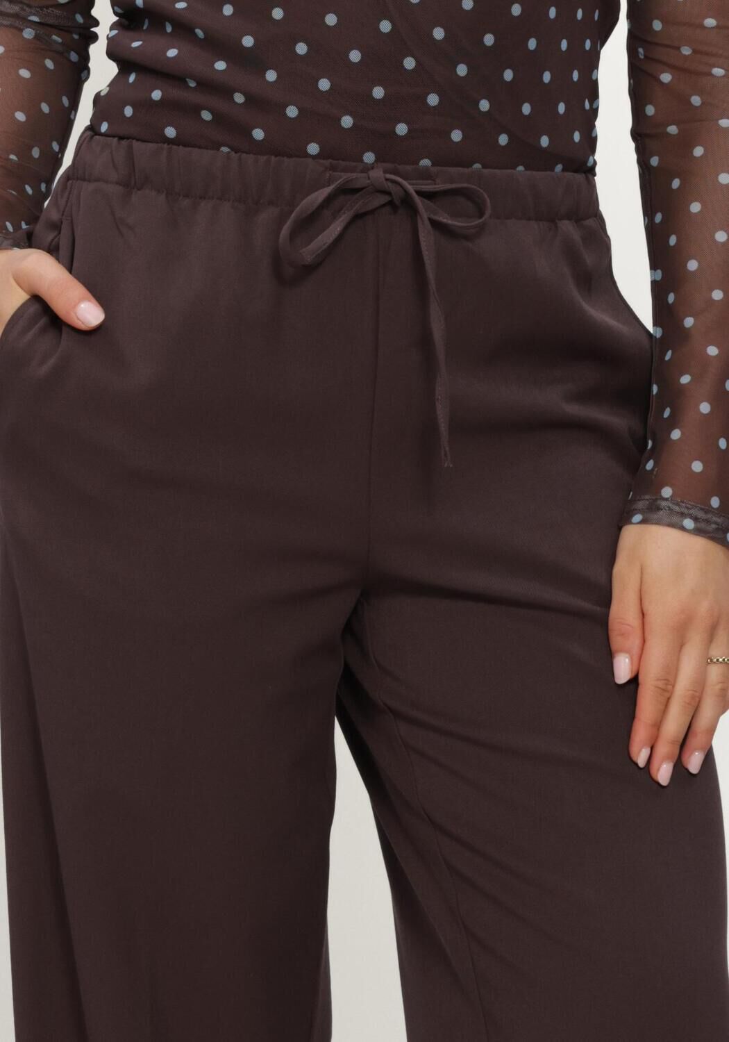 Braune OBJECT Weite Hose OBJLISA MW TIE WIDE PANT NOOS - large