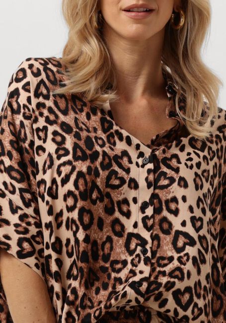 Braune ALIX THE LABEL Blusen LADIES WOVEN TWILL LEOPARD BOXY BLOUSE - large