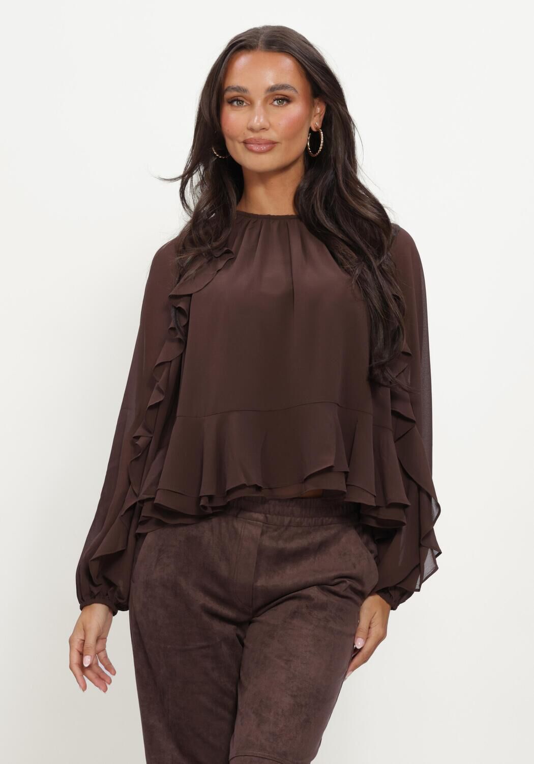 Braune Y.A.S. Blusen YASMILVA LS TOP - large