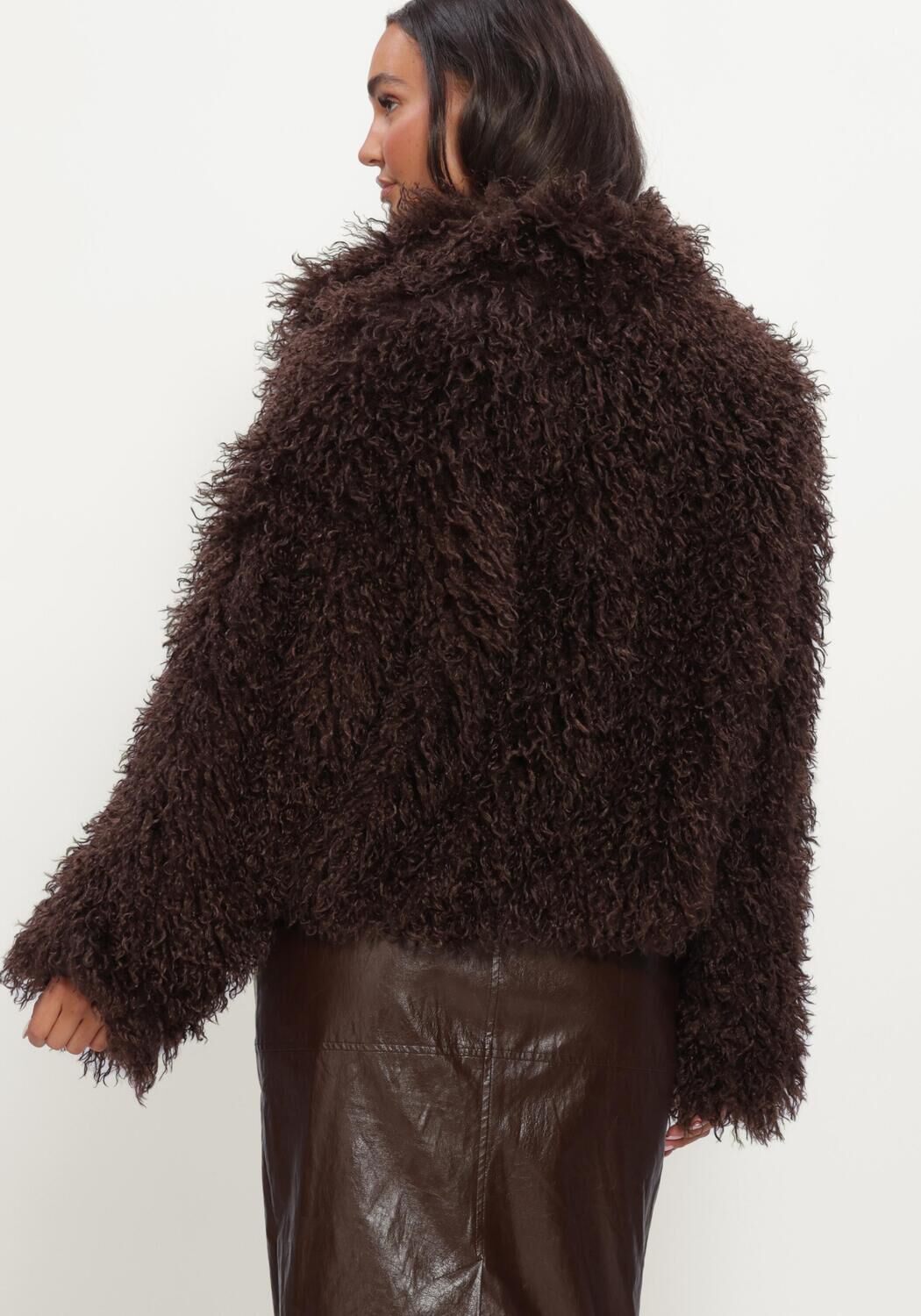 Braune STUDIO AR Fake-Fur-Jack MILLIE FAUX TIBET LAMB - large