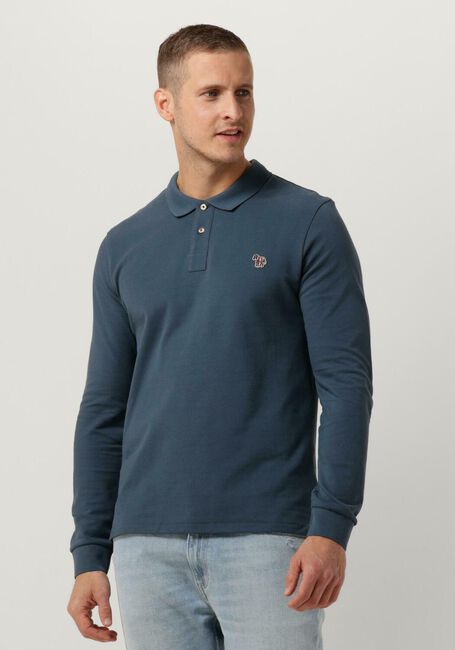 Blaue PS PAUL SMITH Polo-Shirt MENS SLIM FIT LS POLO SHIRT ZEBRA - large