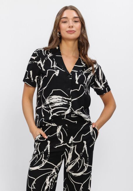 Schwarze OBJECT Blusen OBJSANNE S/S SHIRT AOP - large