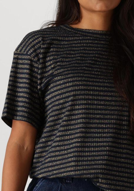 Blaue SUMMUM Top SHORTSLEEVE TOP LUREX RIB STRIPE - large