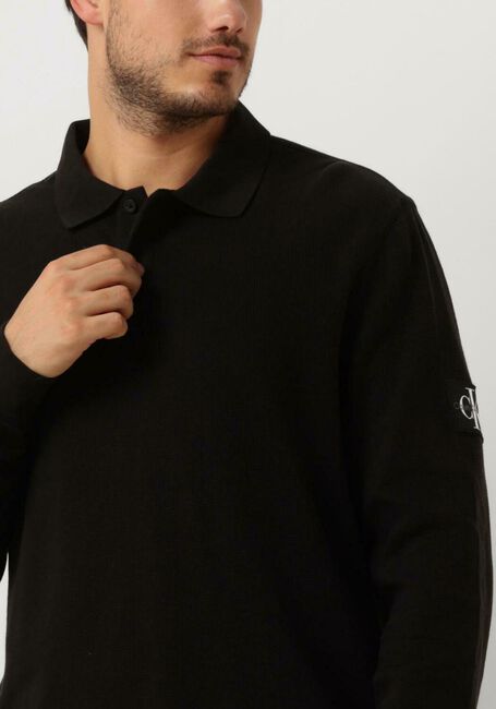 Schwarze CALVIN KLEIN Pullover WAFFLE LS BADGE POLO - large