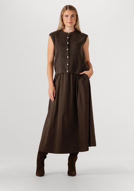 Braune NEO NOIR Maxirock YARA LONG POPLIN SKIRT - large