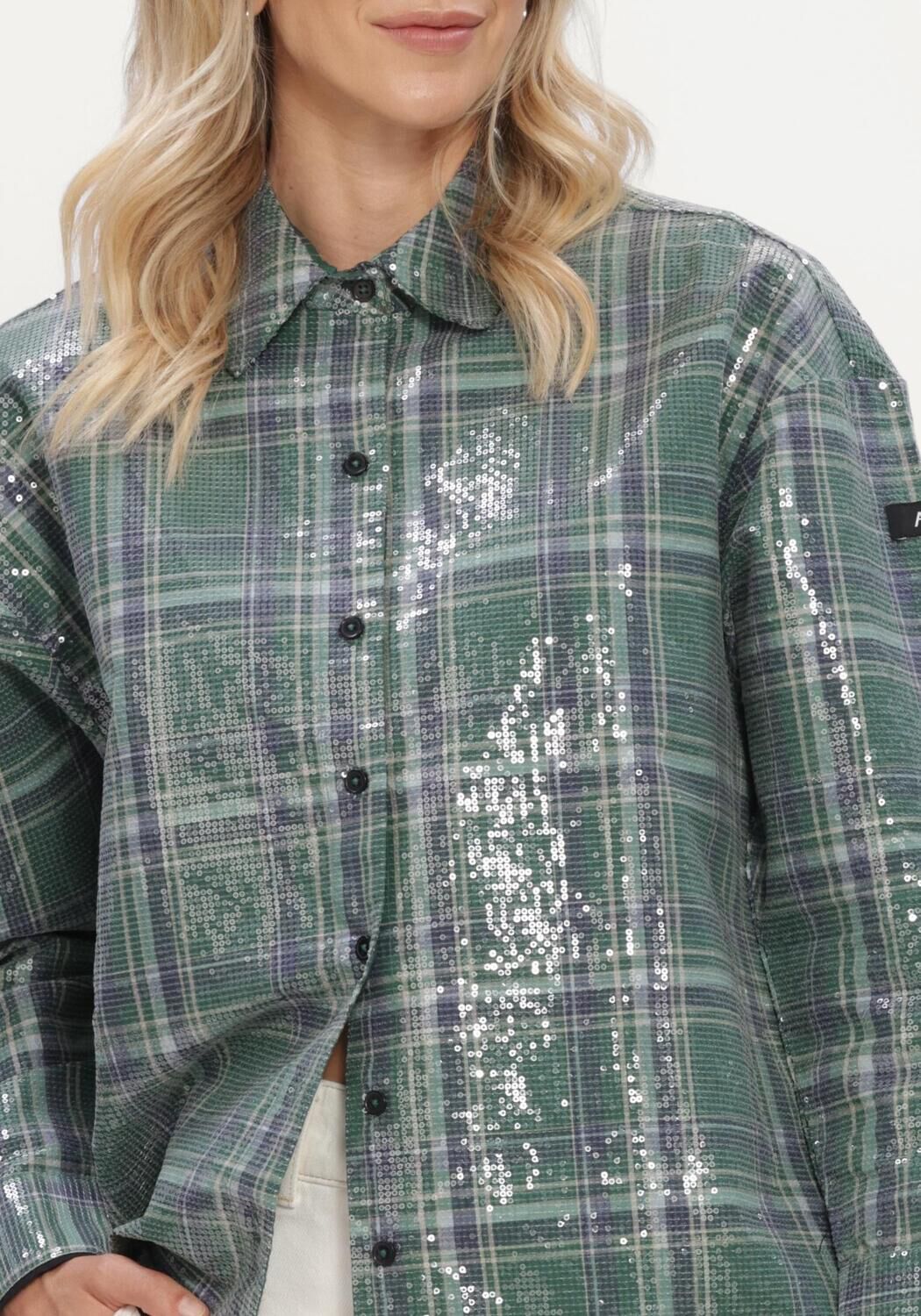 Gr&uuml;ne ALIX THE LABEL Blusen LADIES WOVEN SEQUINS CHECK BLOUSE - large