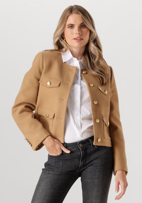 Braune TOMMY HILFIGER Jack CROP WOOL GOLD BUTTON JACKET - large