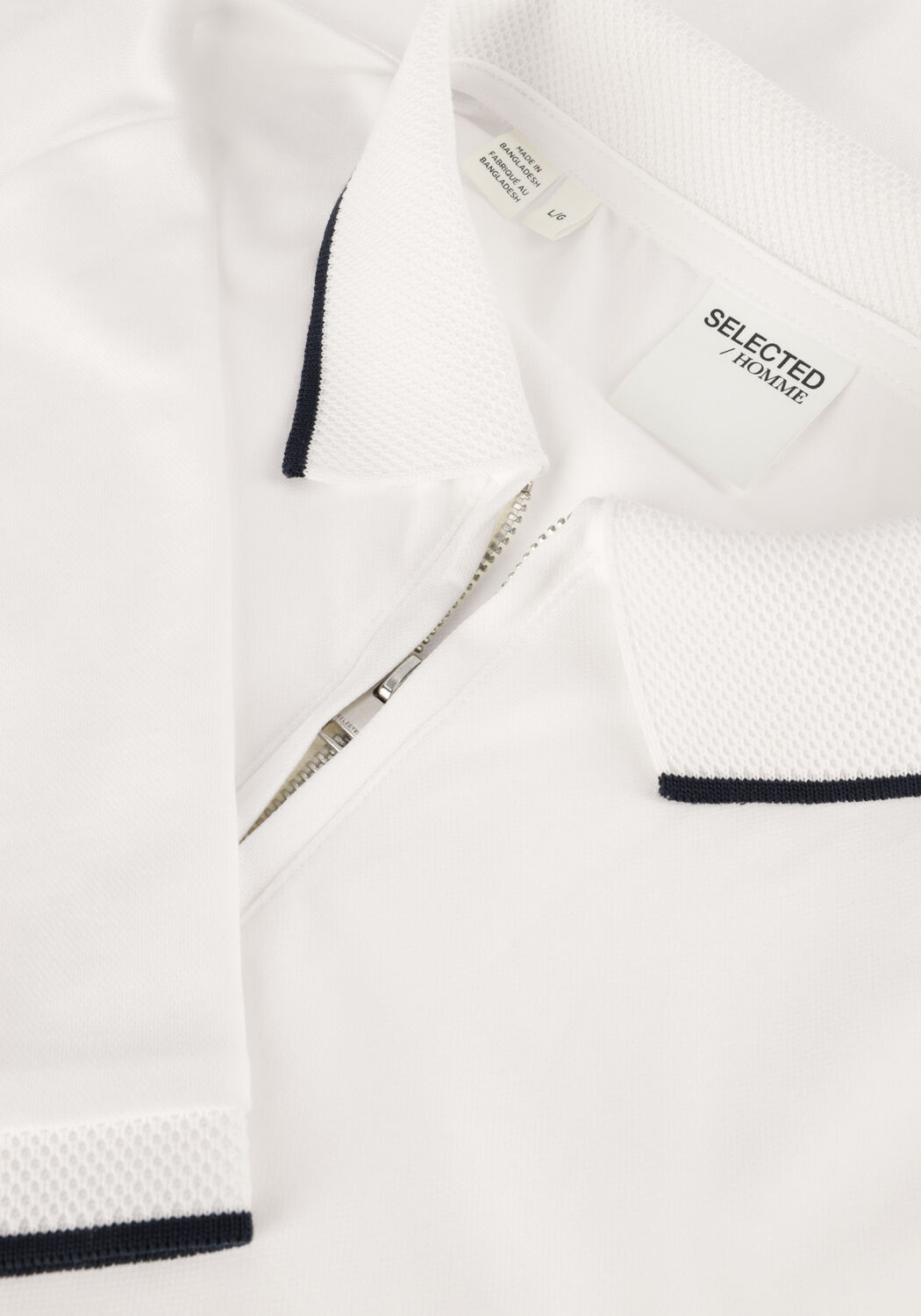 Wei&szlig;e SELECTED MEN Polo-Shirt SLHFAVE SPORT ZIP SS POLO NOOS - large