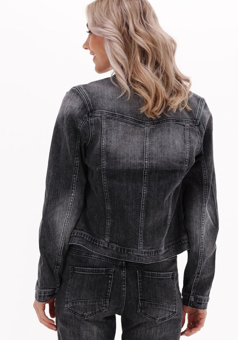 schwarze summum jeansjacke basic denim jacket black heavy twill