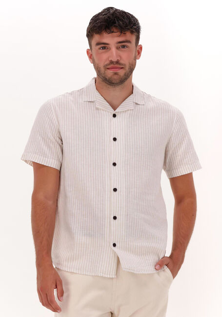 Beige ANERKJENDT Casual-Oberhemd AKLEO COT/LIN STRIPE SHIRT - large