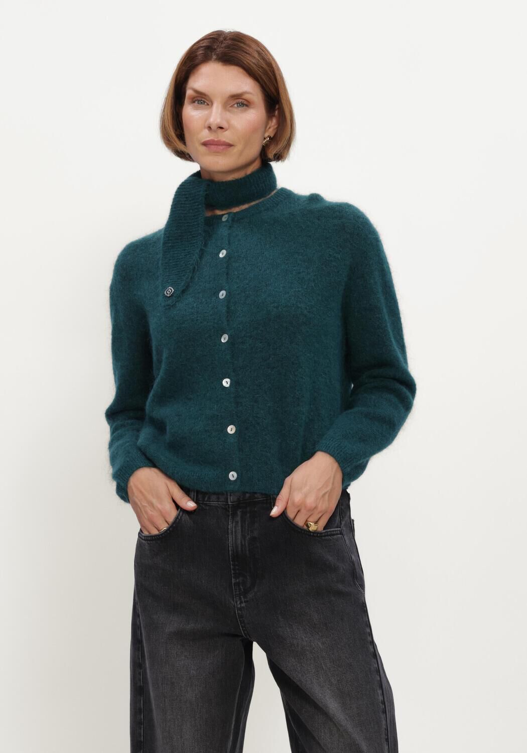 Dunkelgr&uuml;n STUDIO ANNELOES Strickjacke Bibi cardigan - large