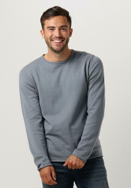 Blaue PUREWHITE Pullover GARMENT DYE KNIT WITH ROUND NECK - large