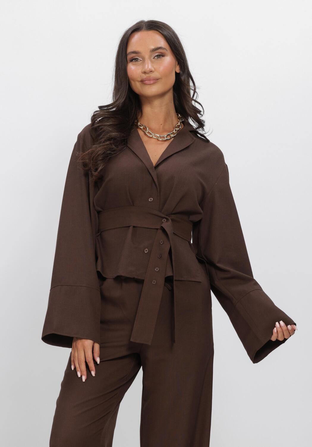 Braune AIMEE THE LABEL Blusen FALKOHS BLOUSE - large