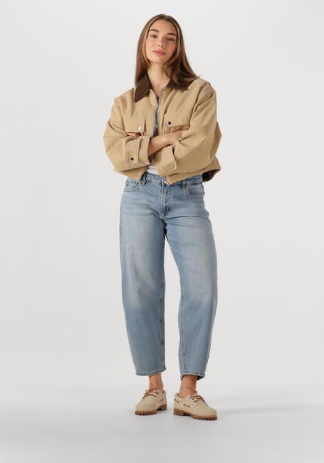Camelfarbene NEO NOIR Lederjack RIVERA CANVAS BOXY JACKET - large