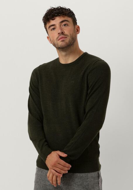 Olive CALVIN KLEIN Sweatshirt SUPERIOR WOOL CREW NECK SWEATER - large