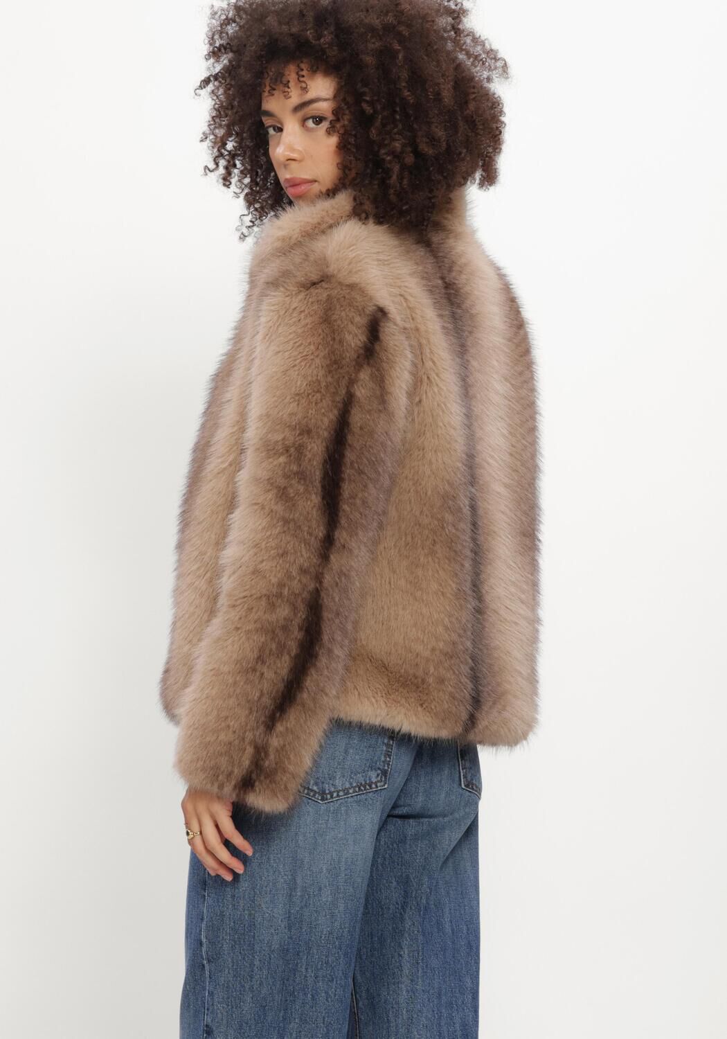 Beige SILVIAN HEACH Fake-Fur-Jack FURCOAT RISPAR - large