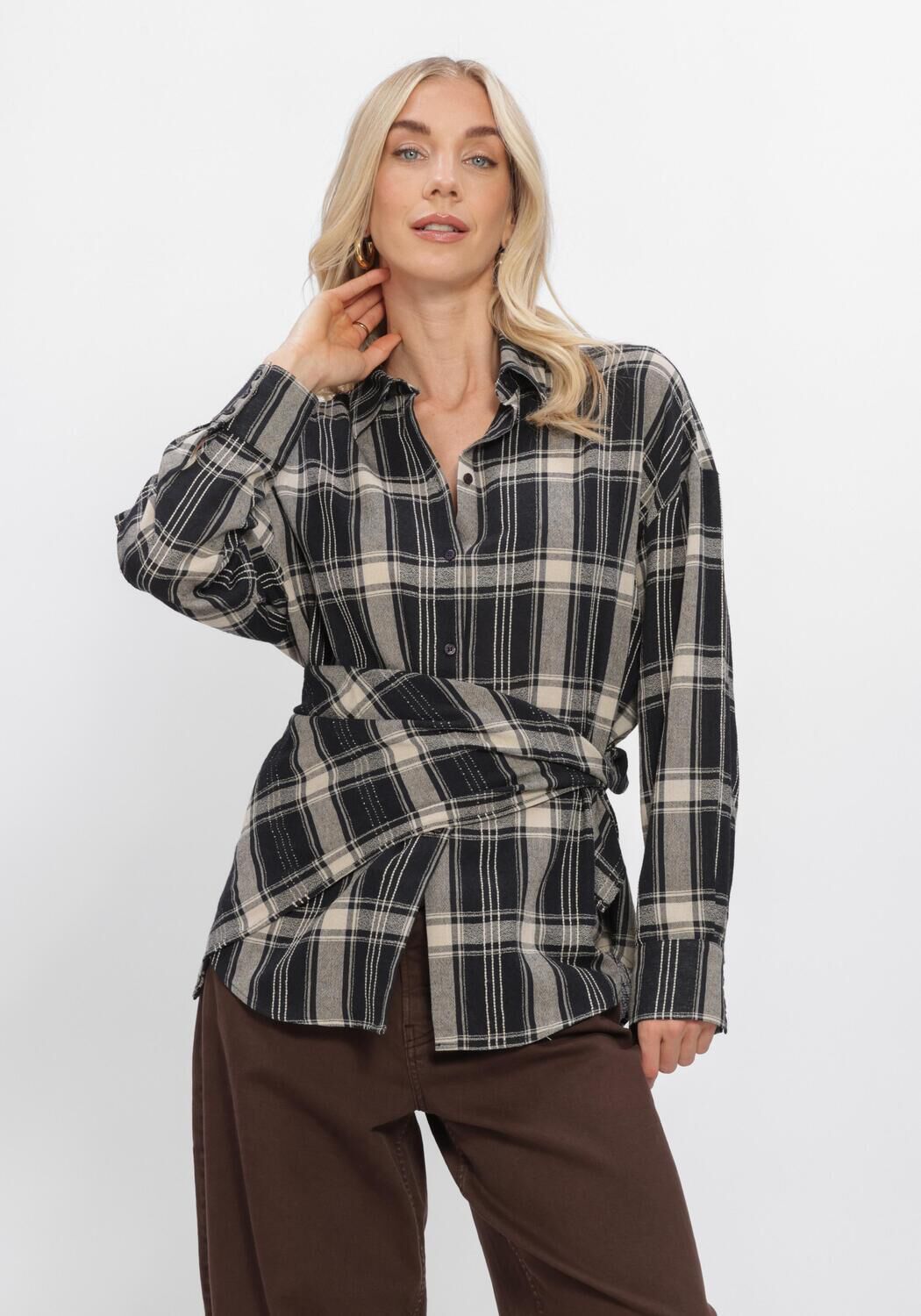 Mehrfarbige/Bunte STUDIO ANNELOES Blusen Leira check scarf blouse - large