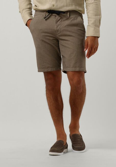 Braune DSTREZZED Kurze Hose LANCASTER JOGGER SHORTS SEERSUCKER STRIPE - large