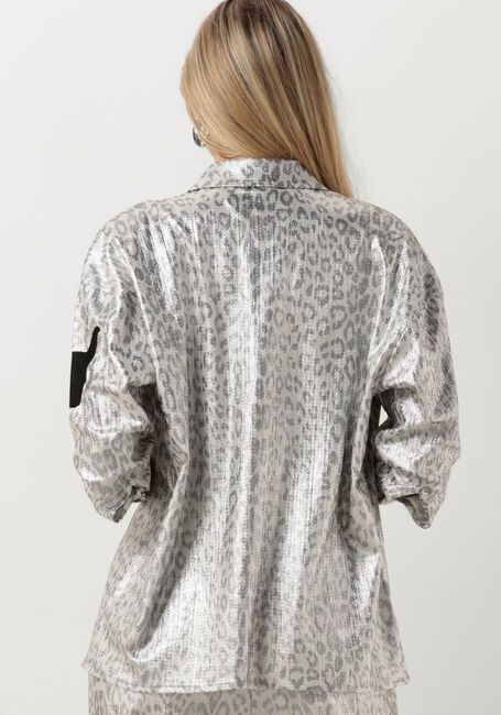 Silberne ALIX THE LABEL Blusen LADIES KNITTED LEOPARD BLOUSE - large