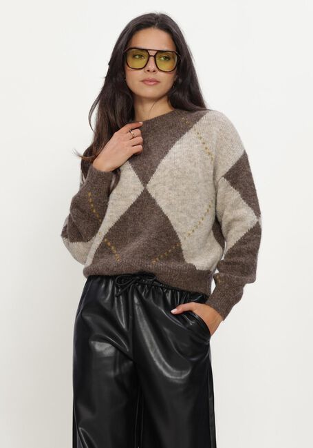 Braune ROUGE EDIT Pullover ROUARGYLE L/S O-NECK KNIT - large