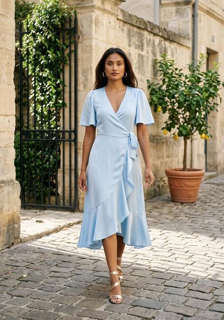 Hellblau Y.A.S. Midikleid YASTHEA 2/4 MIDI WRAP DRESS S. - large