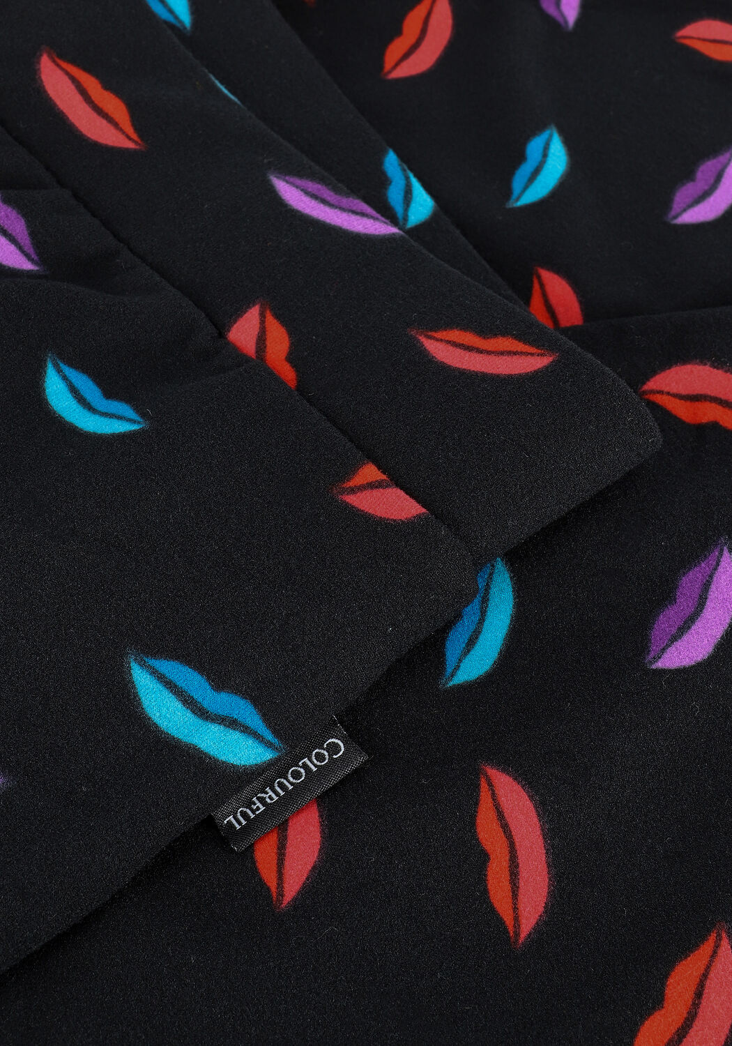 Schwarze COLOURFUL REBEL Schlaghose LIPS PEACHED FLARE PANTS - large