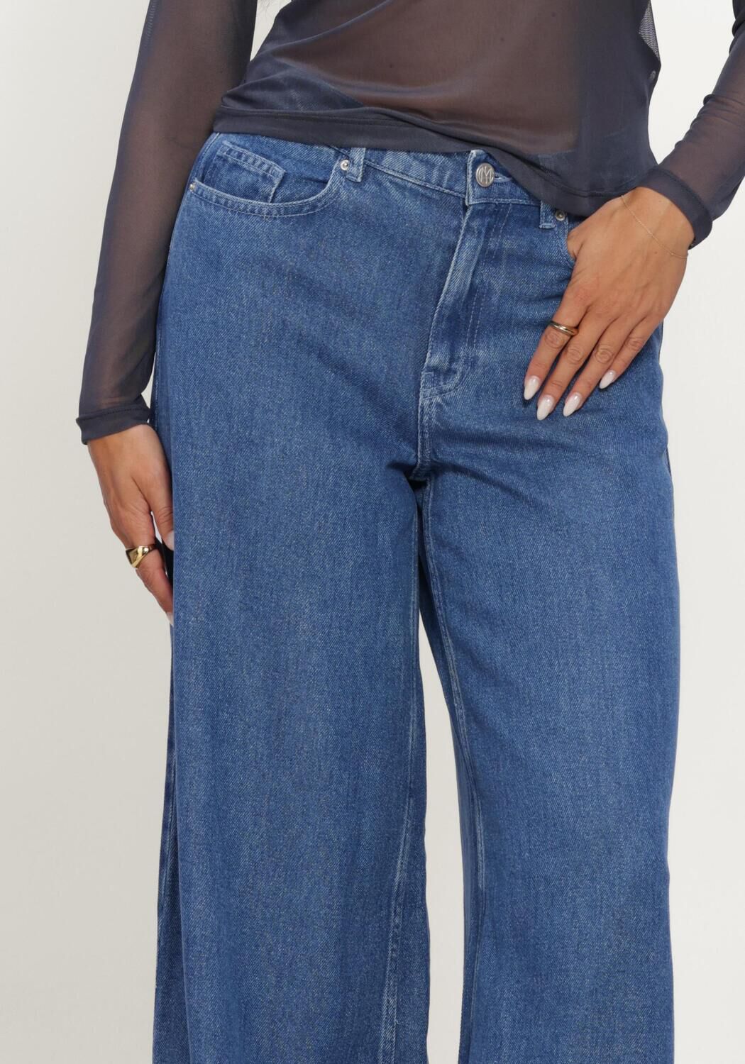 Blaue MSCH COPENHAGEN Wide jeans MSCHAGO RUE WIDE PANTS - large
