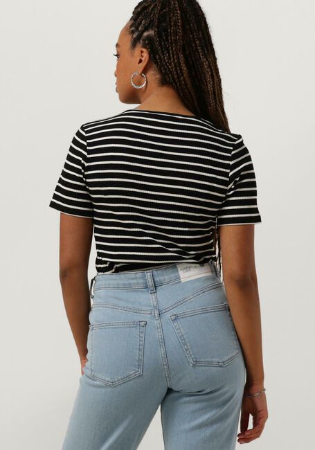Schwarze ANOTHER LABEL T-shirt ELYNE STRIPE T-SHIRT S/S - large