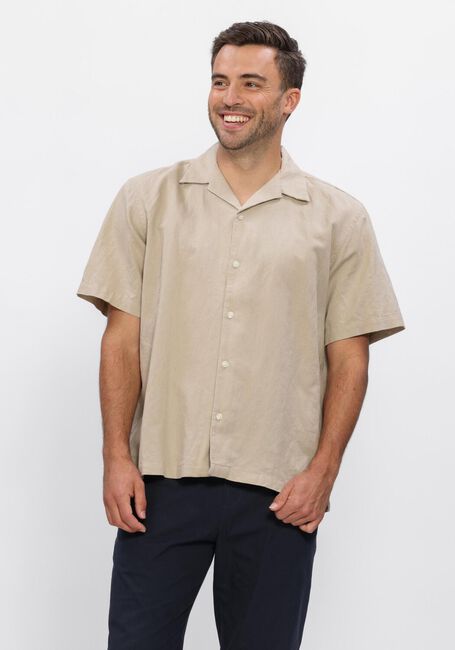 Beige SELECTED MEN Casual-Oberhemd SLHRLXCLAY LINENBLEND SS SHIRT RES NOOS - large