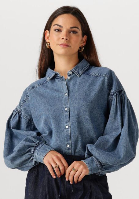 Blaue BY-BAR Blusen SARAH SHORT DENIM BLOUSE - large